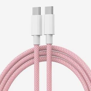 2m - Pink USB-C to Type C Woven Charging Cable for Apple Android Fast Charging